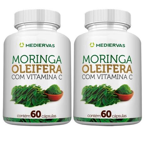 Kit 2 Und Moringa Oleífera c/ Vit C 60cps - Mediervas Menor preço em Kit 2 Und Moringa Oleífera c/ Vit C 60cps - Mediervas