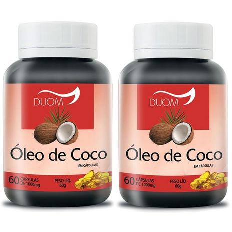 Kit 2 Und Óleo de Coco 60cps 1000mg - Duom Menor preço em Kit 2 Und Óleo de Coco 60cps 1000mg - Duom