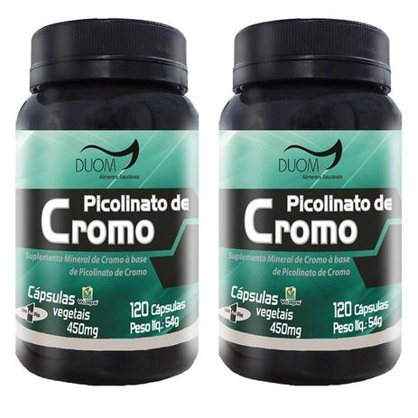 Kit 2 Und Picolinato de Cromo 120cps 450mg - Duom Menor preço em Kit 2 Und Picolinato de Cromo 120cps 450mg - Duom