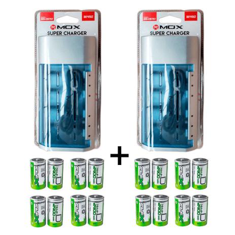 Kit 2 Unidades Carregador Universal + 16 Pilhas Tipo D Flex Menor preço em Kit 2 Unidades Carregador Universal + 16 Pilhas Tipo D Flex