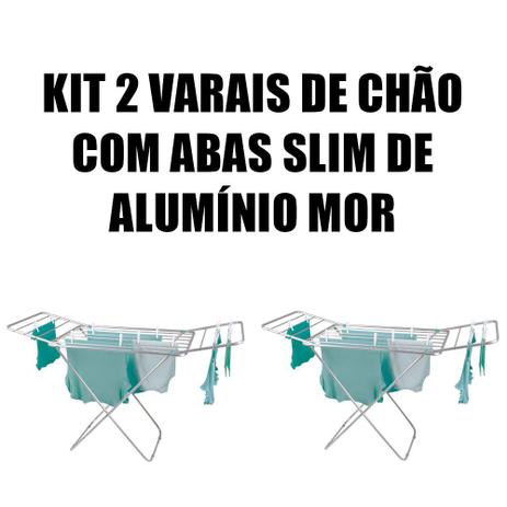 Kit 2 Varal de Chão com Abas Slim Alumínio Mor Menor preço em Kit 2 Varal de Chão com Abas Slim Alumínio Mor