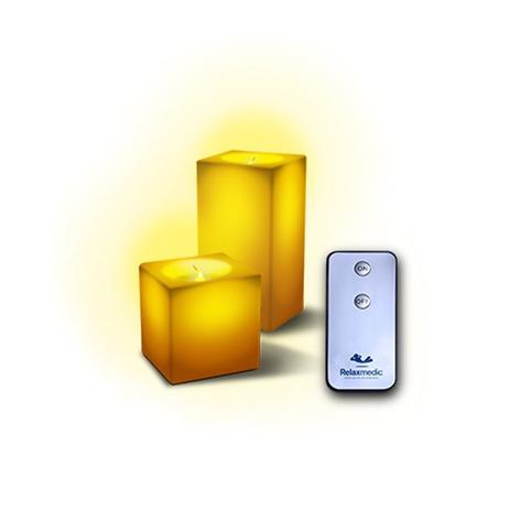 Kit 2 Velas Decorativas Square LED com Controle Remoto RM-VL0015 - RelaxMedic Menor preço em Kit 2 Velas Decorativas Square LED com Controle Remoto RM-VL0015 - RelaxMedic