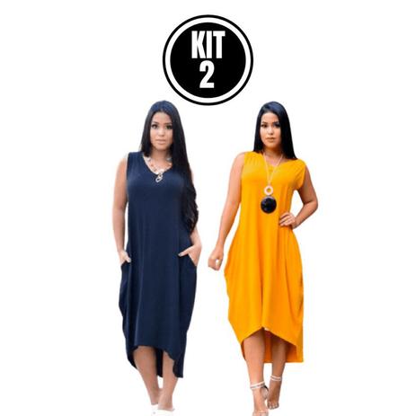 Kit 2 Vestidos Femininos Saruel Moda Comfy Verão 2022 Sem manga Regata  Mullet Assimetrico Básico - Rei Do Básico - Vestido Feminino - Magazine  Luiza
