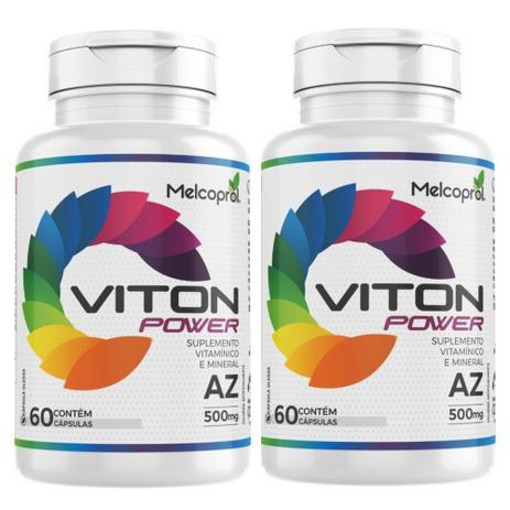 Kit 2 Viton Power Plus Suplemento Vitaminas e Minerais AZ 120 Cápsulas Melcoprol Menor preço em Kit 2 Viton Power Plus Suplemento Vitaminas e Minerais AZ 120 Cápsulas Melcoprol