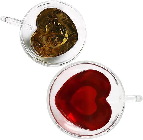 Kit 2 Xícaras Coração Vidro Duplo 150ml - Zamun Menor preço em Kit 2 Xícaras Coração Vidro Duplo 150ml - Zamun