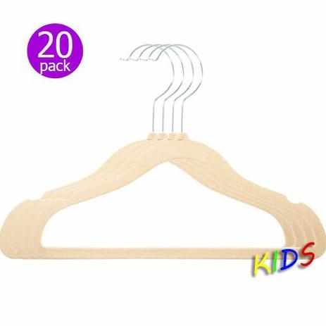 Kit 20 Cabides Veludo Infantil Bege - TOANINNI Menor preço em Kit 20 Cabides Veludo Infantil Bege - TOANINNI