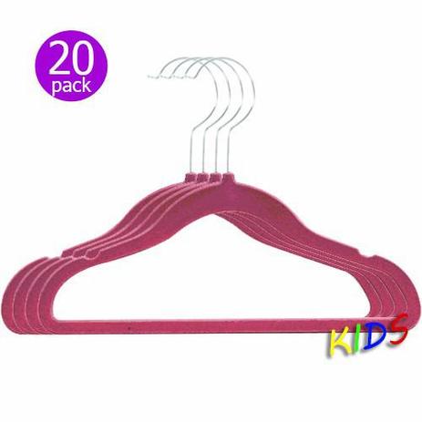 Kit 20 Cabides Veludo Infantil Pink - Toaninni Menor preço em Kit 20 Cabides Veludo Infantil Pink - Toaninni