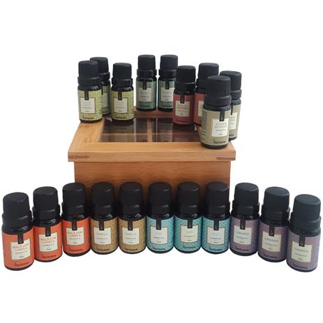 Kit 20 Essências Via Aroma 10ml E Caixa Organizadora Bambu Menor preço em Kit 20 Essências Via Aroma 10ml E Caixa Organizadora Bambu