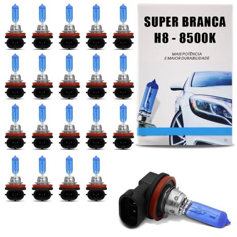 Kit 20 Lâmpadas Super Branca H8 8500K 35W 12V Efeito Xênon Aplicação Farol - Tech one Menor preço em Kit 20 Lâmpadas Super Branca H8 8500K 35W 12V Efeito Xênon Aplicação Farol - Tech one
