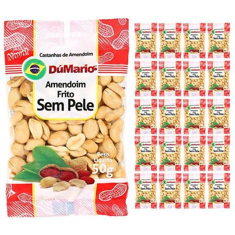 Kit 20 Pacotes Amendoim sem Casca Frito Salgado 50 gramas - Amendoim dumario Menor preço em Kit 20 Pacotes Amendoim sem Casca Frito Salgado 50 gramas - Amendoim dumario