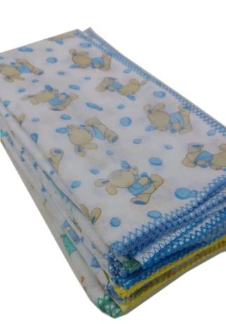 Kit 20 Panos de boca e 10 Fraldas de pano estampadas menino - Dugu Menor preço em Kit 20 Panos de boca e 10 Fraldas de pano estampadas menino - Dugu
