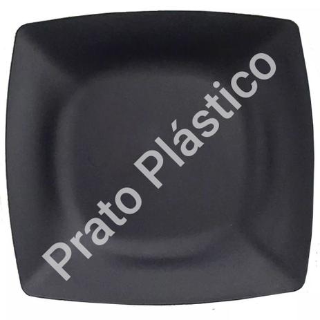 Kit 20 Pratos Sobremesa Plástico Rígido Quadrado Lavável de Festa Buffet 18x18 Cm Cor: Preta - Nacional é boa?
