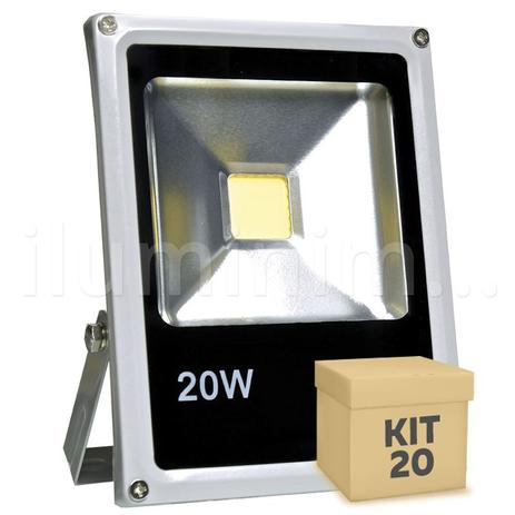 Kit 20 Refletor Holofote LED 20w Branco Frio - Iluminim led Menor preço em Kit 20 Refletor Holofote LED 20w Branco Frio - Iluminim led