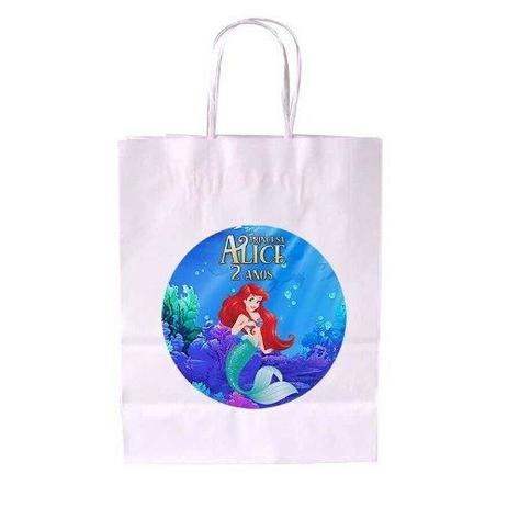 Kit 20 Sacola De Papel Branca Personalizada Ariel - Aluá festas Menor preço em Kit 20 Sacola De Papel Branca Personalizada Ariel - Aluá festas