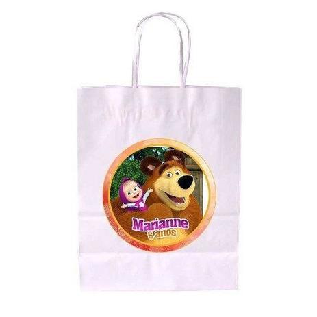 Kit 20 Sacola De Papel Branca Personalizada Masha E O Urso - Aluá festas é ruim? Kit 20 Sacola De Papel Branca Personalizada Masha E O Urso - Aluá festas é boa?