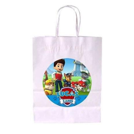 Kit 20 Sacola De Papel Branca Personalizada Patrulha Canina - Aluá festas é boa?