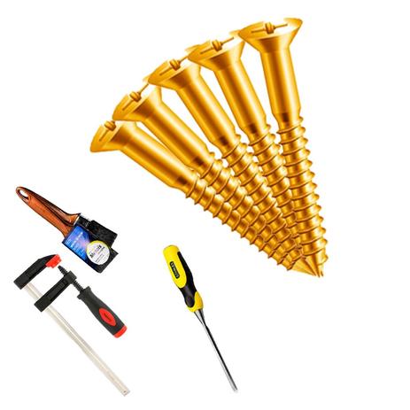 Kit 200 parafusos cabeça chata Philips 6x80mm Ciser+pincel verniz 2 Tigre + formão + grampo sargento Menor preço em Kit 200 parafusos cabeça chata Philips 6x80mm Ciser+pincel verniz 2 Tigre + formão + grampo sargento