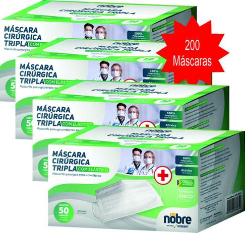 Kit 200 un. Máscara Cirúrgica Descartável Fab. Nacional Reg. Anvisa Clipe Nasal - NOBRE Menor preço em Kit 200 un. Máscara Cirúrgica Descartável Fab. Nacional Reg. Anvisa Clipe Nasal - NOBRE