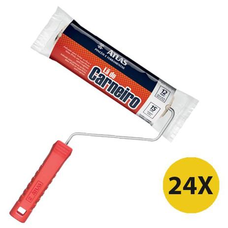 Kit 24 Rolo Lã Natural Pintura Parede 15cm Atlas Menor preço em Kit 24 Rolo Lã Natural Pintura Parede 15cm Atlas