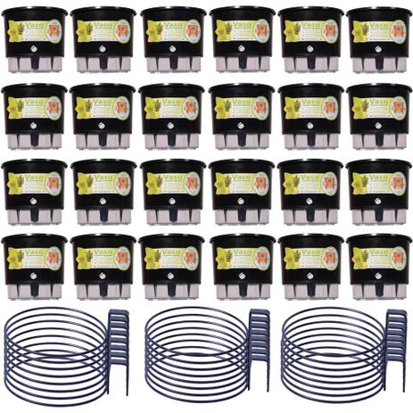 Kit 24 Vasos Raiz 16cm x 14cm e 24 Suporte Anel Treliça 16cm Menor preço em Kit 24 Vasos Raiz 16cm x 14cm e 24 Suporte Anel Treliça 16cm