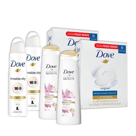 Kit 2UN Dove Invisible Dry 150ml + 2 Pacotes 8UN Sabonete Dove + 2UN Shampoo Dove Liso Nutrido 400ml Menor preço em Kit 2UN Dove Invisible Dry 150ml + 2 Pacotes 8UN Sabonete Dove + 2UN Shampoo Dove Liso Nutrido 400ml