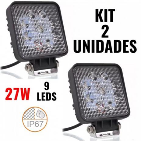 Kit 2X Farol Milha 9 Led 27W 12/24V IP-67 QD Jeep Caminhão - Briwax Menor preço em Kit 2X Farol Milha 9 Led 27W 12/24V IP-67 QD Jeep Caminhão - Briwax