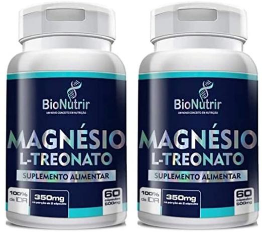 Kit 2X Magnésio L Treonato 500mg 60 Caps (120 Caps Total) - BioNutrir Menor preço em Kit 2X Magnésio L Treonato 500mg 60 Caps (120 Caps Total) - BioNutrir