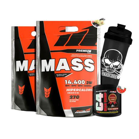 Kit 2x Mass Premium 1,5 + C4 Beta Pump Extreme 225g + Coq - New Millen Menor preço em Kit 2x Mass Premium 1,5 + C4 Beta Pump Extreme 225g + Coq - New Millen