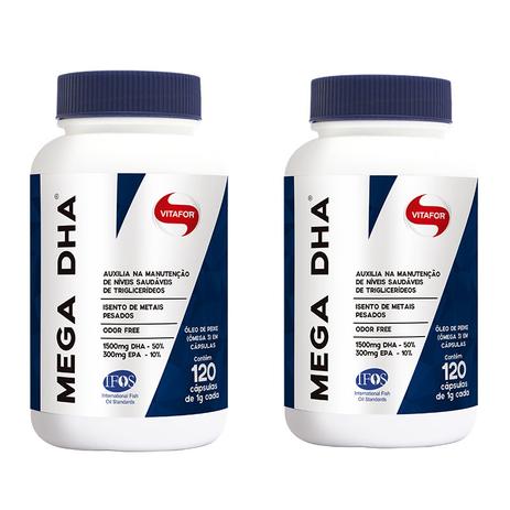 Kit 2x Mega DHA 120 cápsulas - Vitafor Menor preço em Kit 2x Mega DHA 120 cápsulas - Vitafor