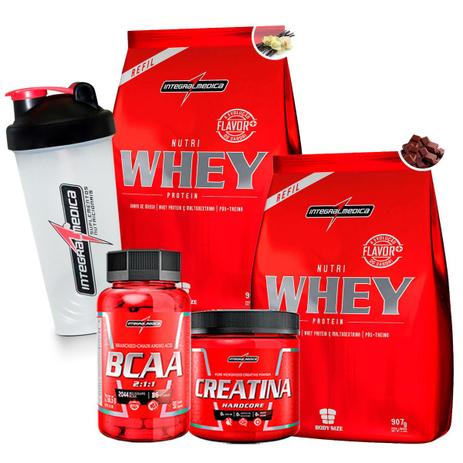 Kit 2x Nutri Whey 907g + Bcaa + Creatina + Coq - Integralmedica Menor preço em Kit 2x Nutri Whey 907g + Bcaa + Creatina + Coq - Integralmedica
