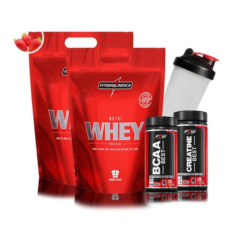 Kit 2x Nutri Whey Refil 907g IntegralMedica + BCAA Best 120 Cápsulas + Creatina Best 100g+ Coqueteleira - FTW é boa?