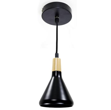 Kit 2x Pendente Cone Metal e Madeira para Balcão Cozinha Americana St451 - Starlumen Menor preço em Kit 2x Pendente Cone Metal e Madeira para Balcão Cozinha Americana St451 - Starlumen