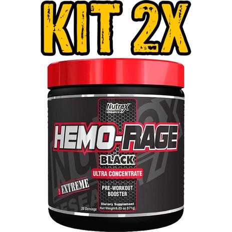 Kit 2x pré treino hemo rage black (198g) - nutrex Menor preço em Kit 2x pré treino hemo rage black (198g) - nutrex