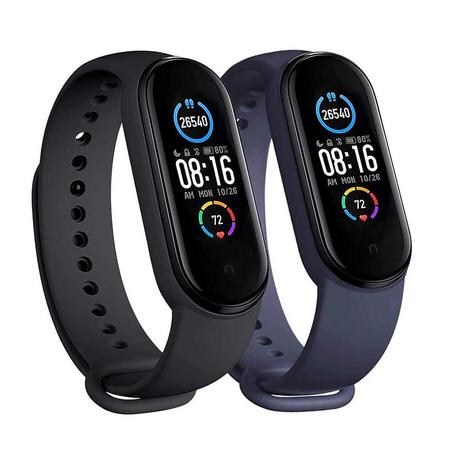 Kit 2x Pulseiras Preta + Azul Silicone Compatível Xiaomi Mi Band 5 6 - Coronitas Menor preço em Kit 2x Pulseiras Preta + Azul Silicone Compatível Xiaomi Mi Band 5 6 - Coronitas