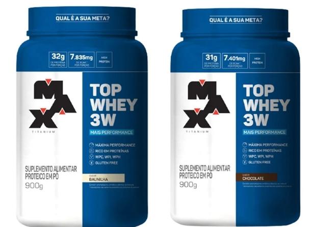Kit 2x Top Whey 3w 900g Total 1,8kg - Max Titanium Menor preço em Kit 2x Top Whey 3w 900g Total 1,8kg - Max Titanium
