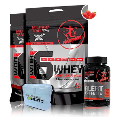 Kit 2x War 6 900g + Alert Caffein 90 Caps + Porta Caps - Midway Military Trail - Midway labs Menor preço em Kit 2x War 6 900g + Alert Caffein 90 Caps + Porta Caps - Midway Military Trail - Midway labs