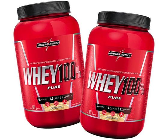 Kit 2x Whey 100 Pure (907g) - Integralmedica Menor preço em Kit 2x Whey 100 Pure (907g) - Integralmedica