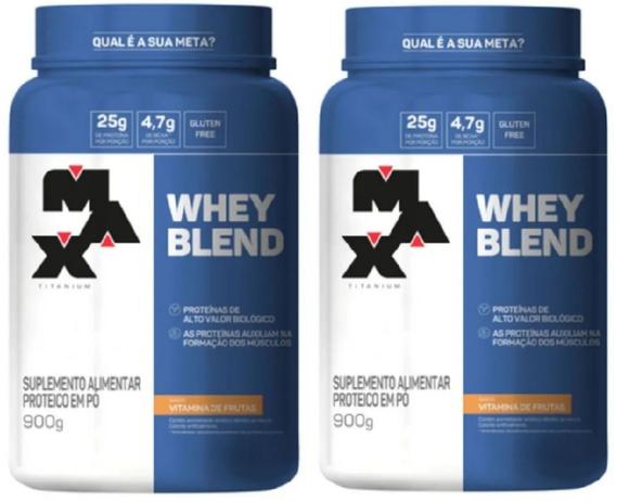 Kit 2x Whey Blend 900g (Total 1,8kg) Max Titanium Menor preço em Kit 2x Whey Blend 900g (Total 1,8kg) Max Titanium