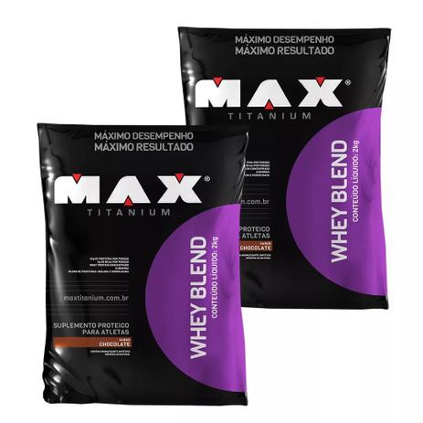 Kit 2x whey blend baunilha (2kg) - max titanium Menor preço em Kit 2x whey blend baunilha (2kg) - max titanium