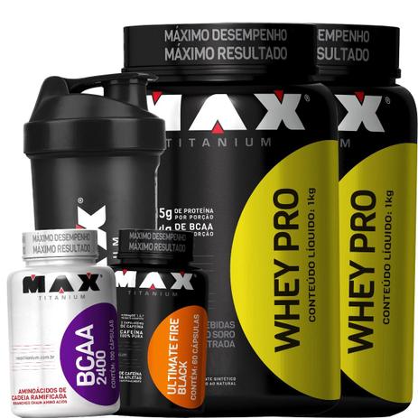 Kit 2x Whey Proten Bcaa Termogênico Max Todos Os Sabores!!! - Max titanium Menor preço em Kit 2x Whey Proten Bcaa Termogênico Max Todos Os Sabores!!! - Max titanium