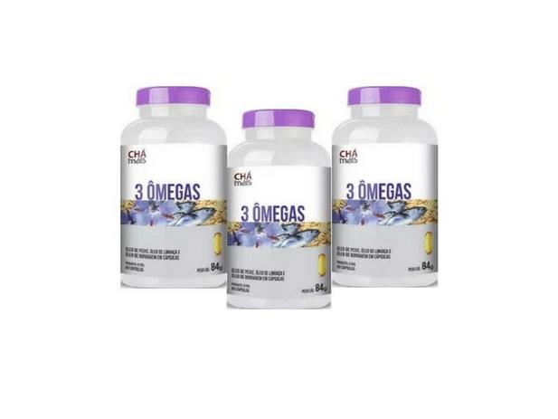 Kit 3 3 ômegas 1000mg chá mais 60 cápsulas Menor preço em Kit 3 3 ômegas 1000mg chá mais 60 cápsulas