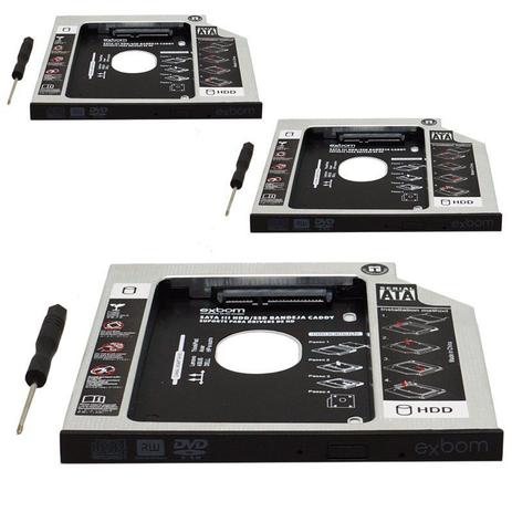 Kit 3 Adaptador Caddy Drive Dvd 9.5mm para HD Sata e SSD 2,5 Notebook Case Gaveta Exbom HDCA-S095 Menor preço em Kit 3 Adaptador Caddy Drive Dvd 9.5mm para HD Sata e SSD 2,5 Notebook Case Gaveta Exbom HDCA-S095