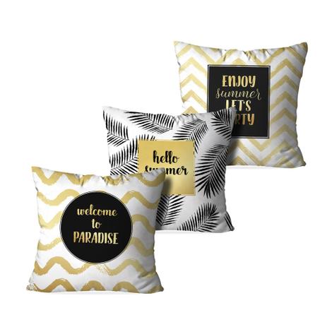 Kit 3 Almofadas Decorativas Hello Summer - Love decor Menor preço em Kit 3 Almofadas Decorativas Hello Summer - Love decor