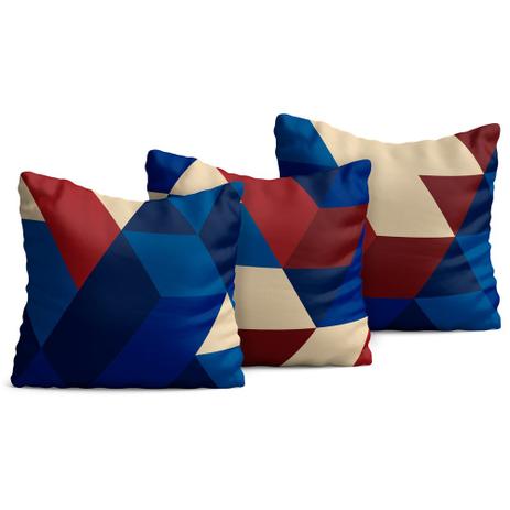 Kit 3 Almofadas Yuzo 45x45cm Geométrica Bordô / Azul é boa?
