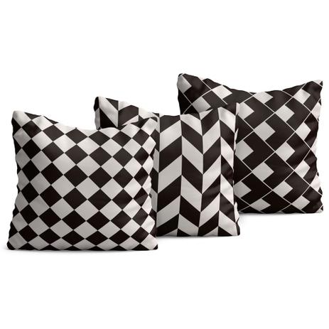 Kit 3 Almofadas Yuzo 45x45cm Geométrica Preto e Branco Menor preço em Kit 3 Almofadas Yuzo 45x45cm Geométrica Preto e Branco