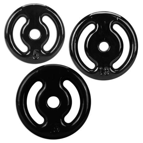 Kit 3 Anilhas com 5kg + 10kg + 15 Kg Emborrachadas Vazadas Pretas Mega Peso Menor preço em Kit 3 Anilhas com 5kg + 10kg + 15 Kg Emborrachadas Vazadas Pretas Mega Peso