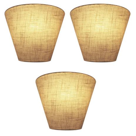 Kit/3 Arandela Retro Cone Md-2001 Cupula Tecido 25/26x13cm Rustico Bege - Vivare iluminação Menor preço em Kit/3 Arandela Retro Cone Md-2001 Cupula Tecido 25/26x13cm Rustico Bege - Vivare iluminação