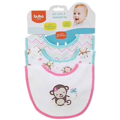 Menor preço em Kit 3 Babadores Macaquinhos - Buba toys