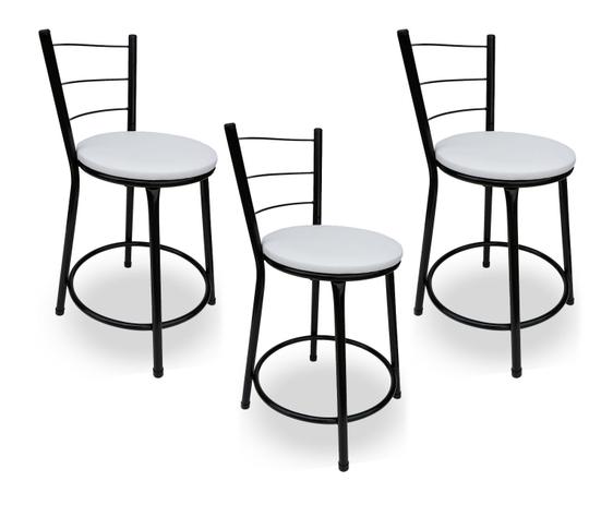 Kit 3 Banquetas Baixa de Aço Pintura Epóxi Prata com Branca - Dfs-banqueta Menor preço em Kit 3 Banquetas Baixa de Aço Pintura Epóxi Prata com Branca - Dfs-banqueta