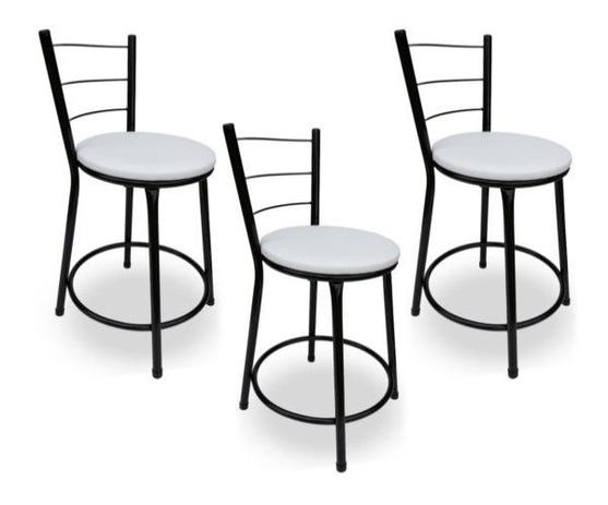 Kit 3 Banquetas Baixa de Aço Pintura Epóxi Preta com Branca - Decore fácil shop Menor preço em Kit 3 Banquetas Baixa de Aço Pintura Epóxi Preta com Branca - Decore fácil shop